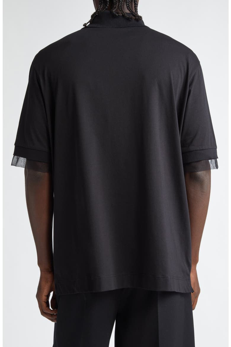 Lace Pocket Oversize Polo, Alternate, color, BLACK/ BLACK