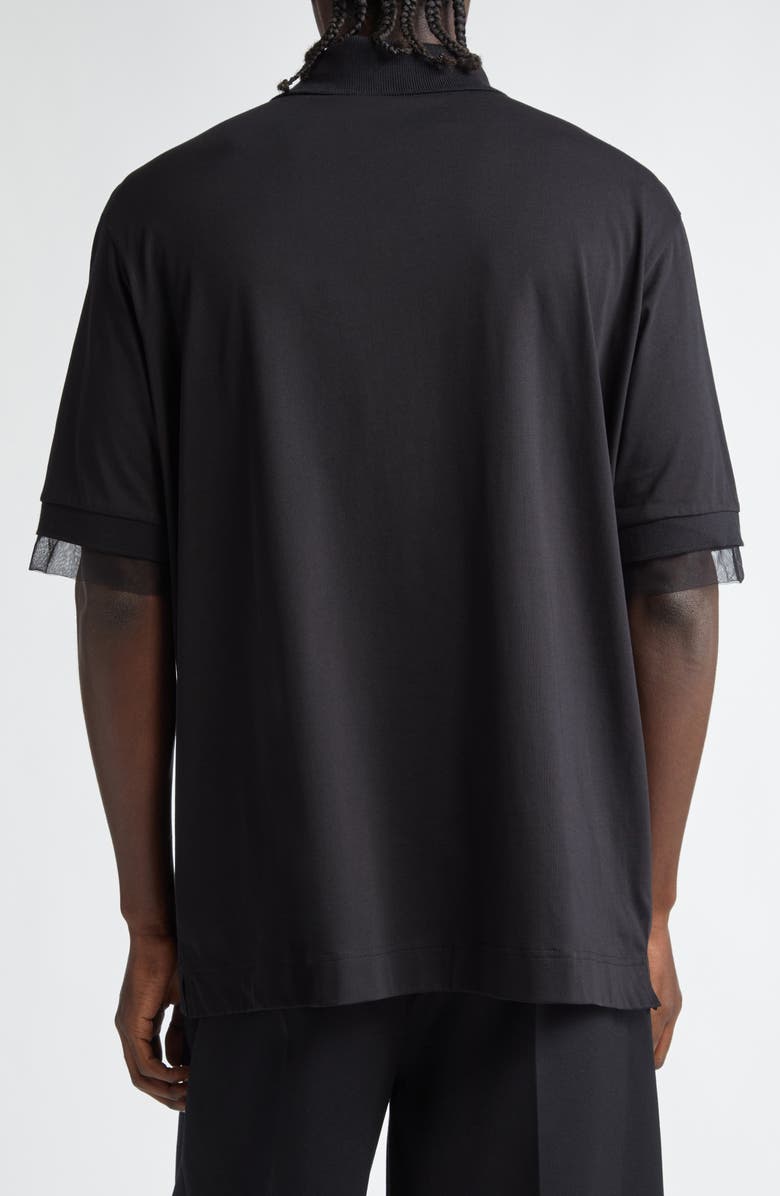 Simone Rocha Lace Pocket Oversize Polo, Alternate, color, 