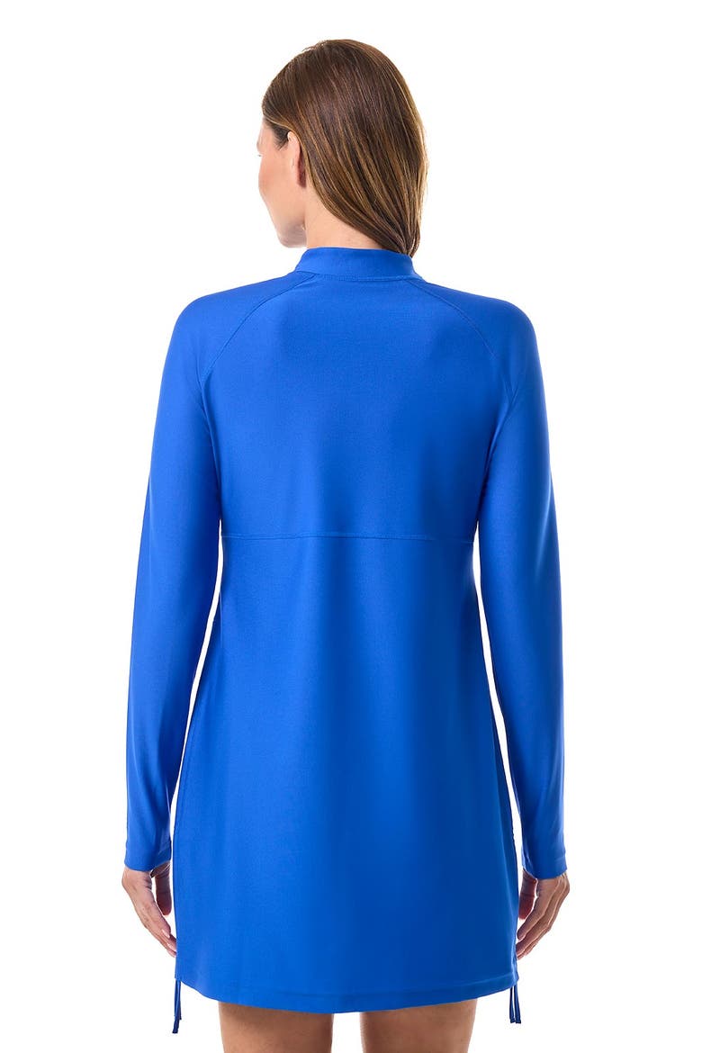 Women's Lawai Ruche Long Sleeve Swim Shirt, UPF 50+ Sun Protection, Alternate, color, Baja Blue