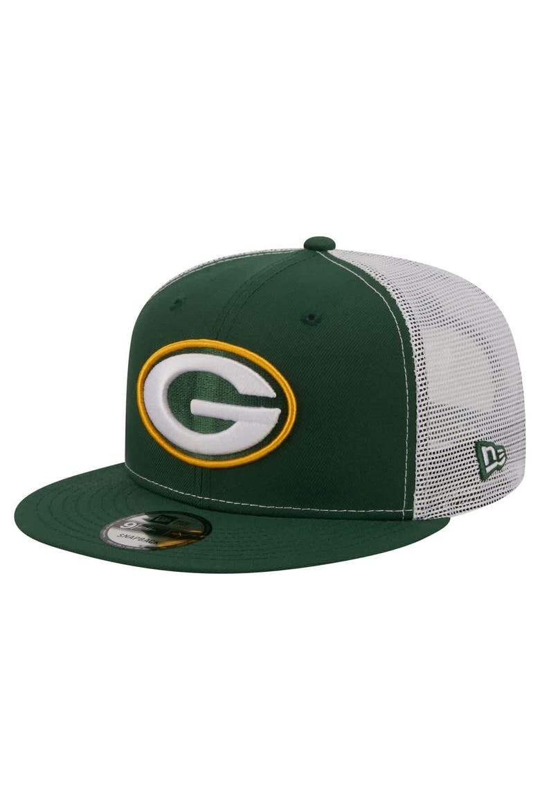 Men's New Era  Green Green Bay Packers Core Team 9FIFTY Trucker Snapback Hat, Main, color, Green