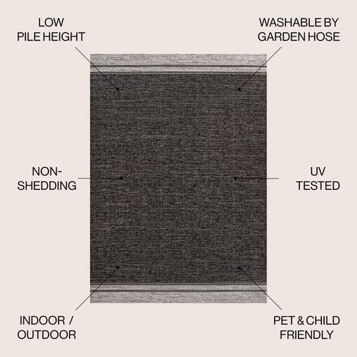 Jonathan Y Alda Modern Minimalist Mingled Solid Indoor/outdoor Area Rug In Black/cream