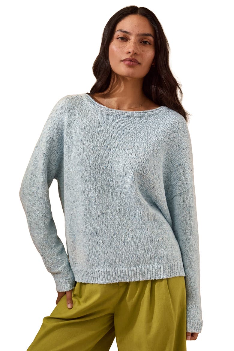 Silk Blend Boat Neck Sweater, Main, color, Sky Blue