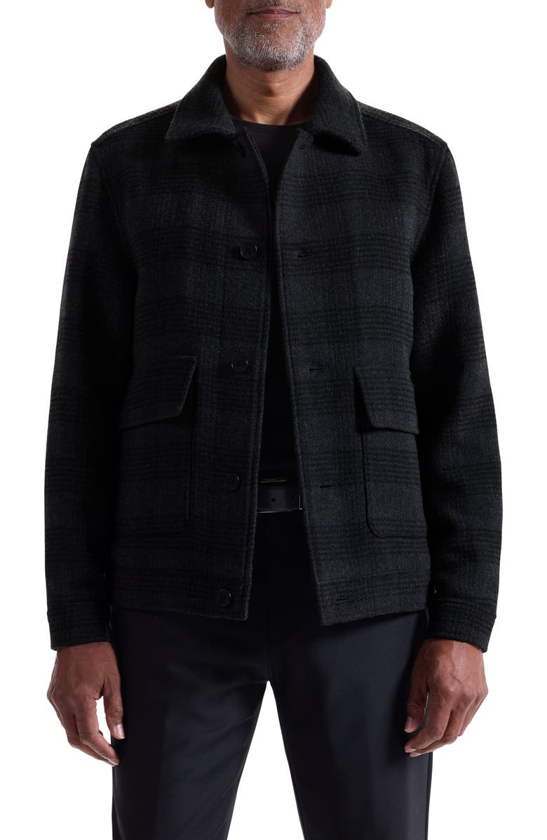 Bugatchi Glen Plaid Jacket, Main, color, Anthracite