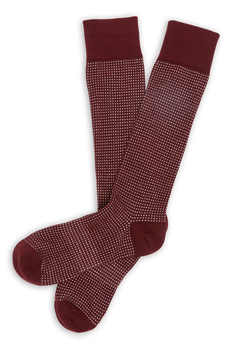 Birdseye Dress Socks, Alternate, color, MAROON