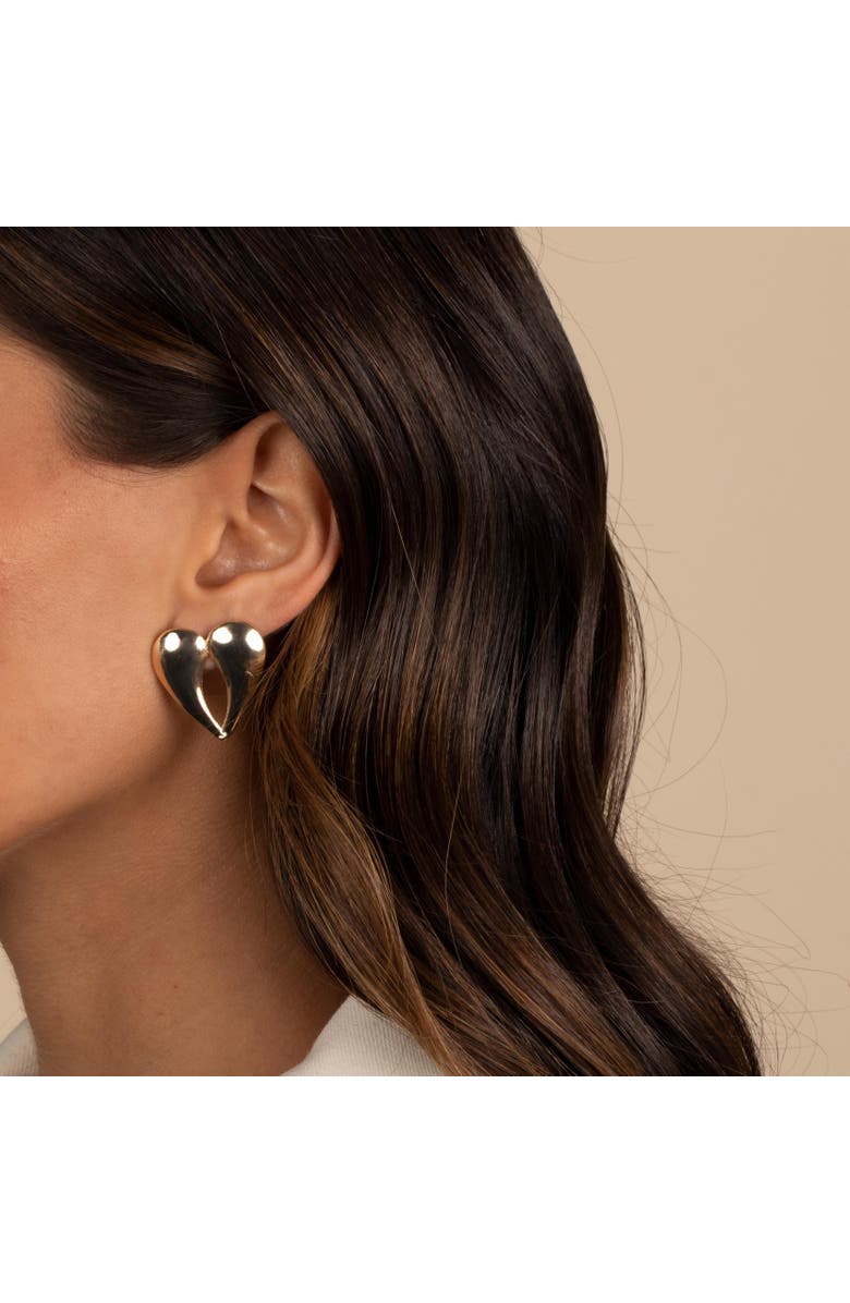 BY ADINA EDEN Solid Double Teardrop Heart Shape Stud Earring, Alternate, color, 