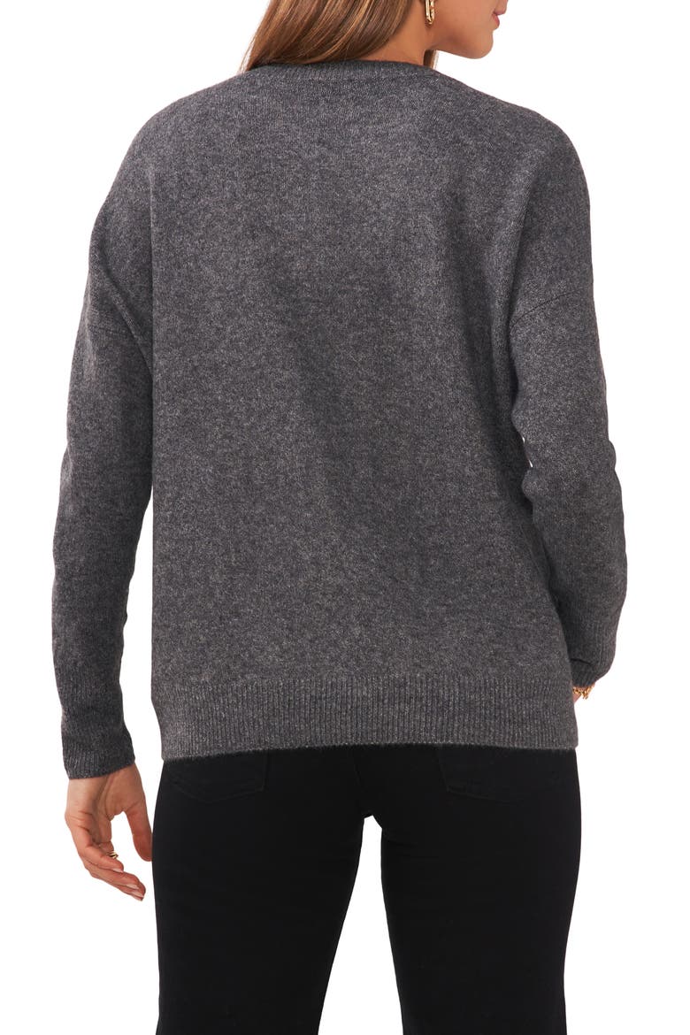 Drop Shoulder V-Neck Sweater, Alternate, color, MED HTHRGREY