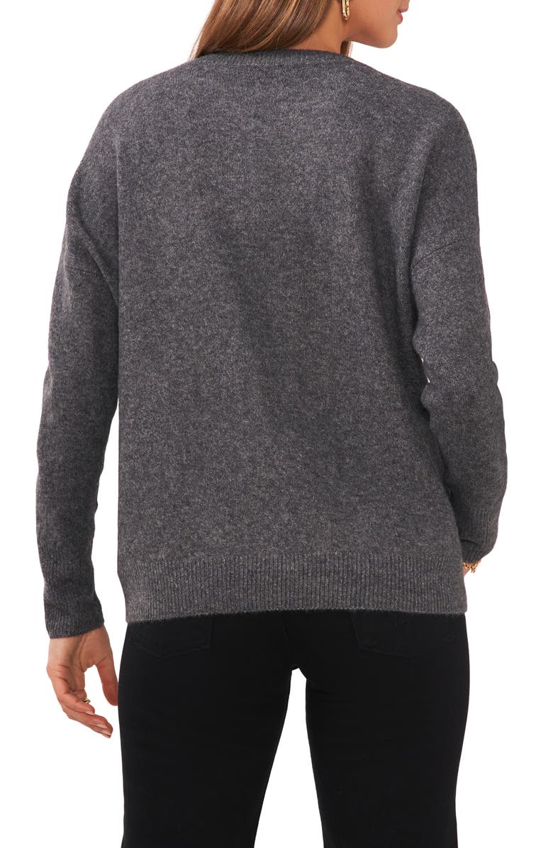 Vince Camuto Drop Shoulder V-Neck Sweater, Alternate, color, Med Hthrgrey