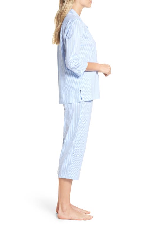 Shop Ralph Lauren Lauren  Knit Crop Cotton Pajamas In Pastel Blue