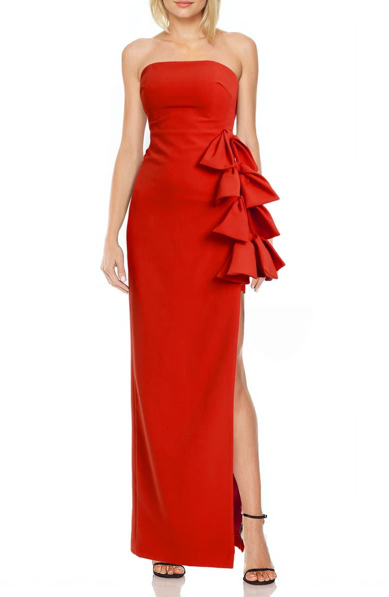 Jewel Badgley Mischka Side Bow Strapless Gown, Main, color, 