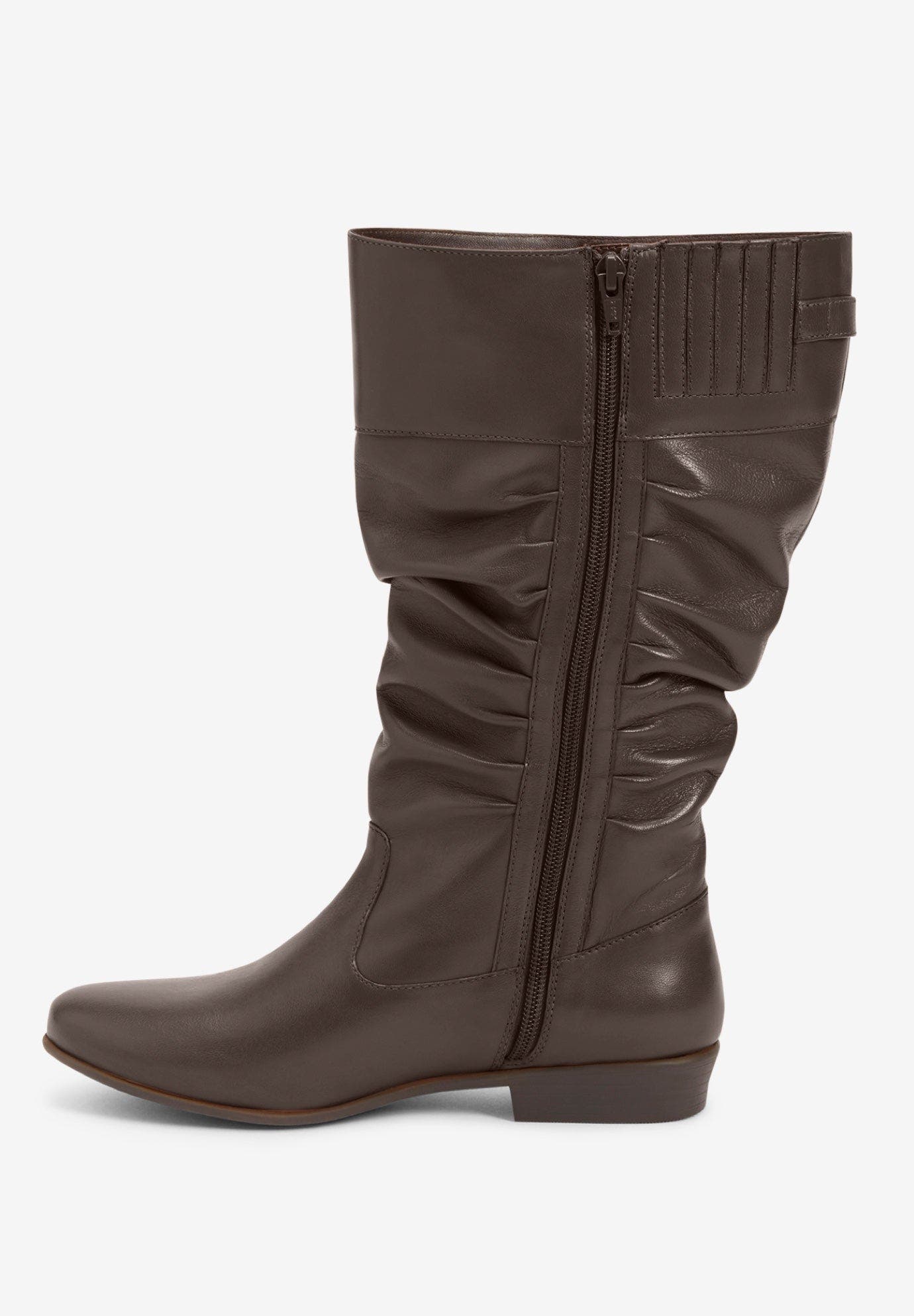 The Monica Wide Calf Leather Boot, Alternate, color, BROWN