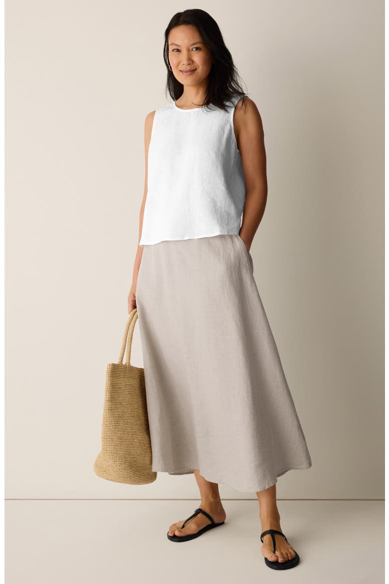 A-Line Organic Linen Midi Skirt, Alternate, color, UNDYED NATURAL