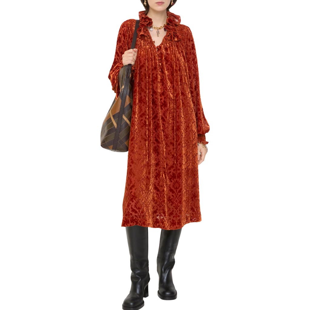 Burberry Baroque Silk Blend Velvet Dress In Red
