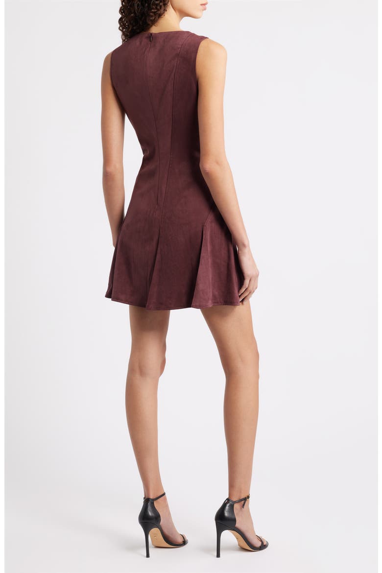 Nelly Faux Suede Minidress, Alternate, color, PLUM BROWN