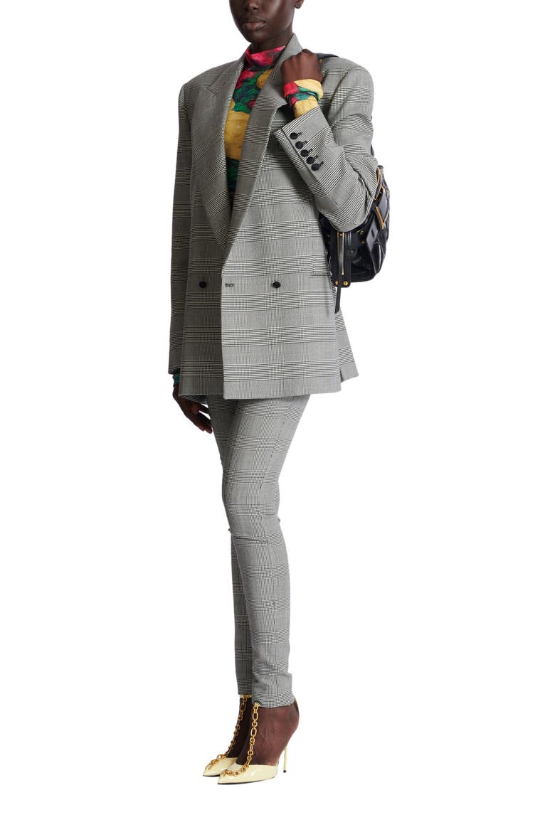 Oversized jacket in Prince of Wales jacquard, Alternate, color, black