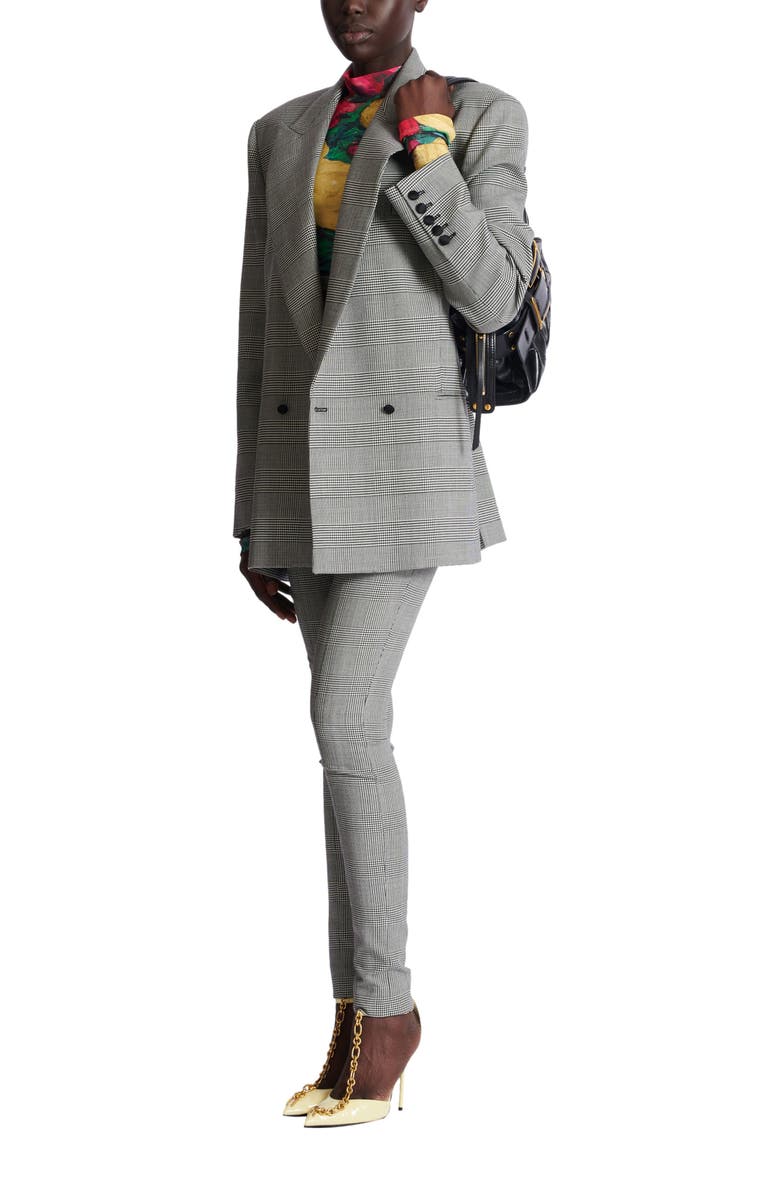 Balmain Oversized jacket in Prince of Wales jacquard, Alternate, color, Black