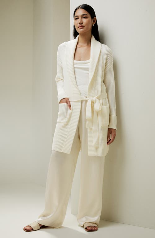 Lilysilk Merino Wool Shawl Collar Cardigan In White