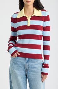 Solid & Striped The Debra Striped Knit Polo Top