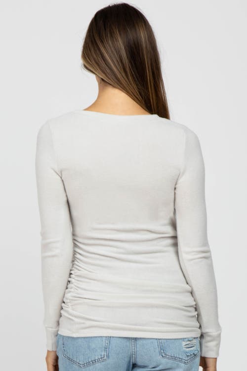 Pinkblush Soft Knit Ruched Maternity Top In White