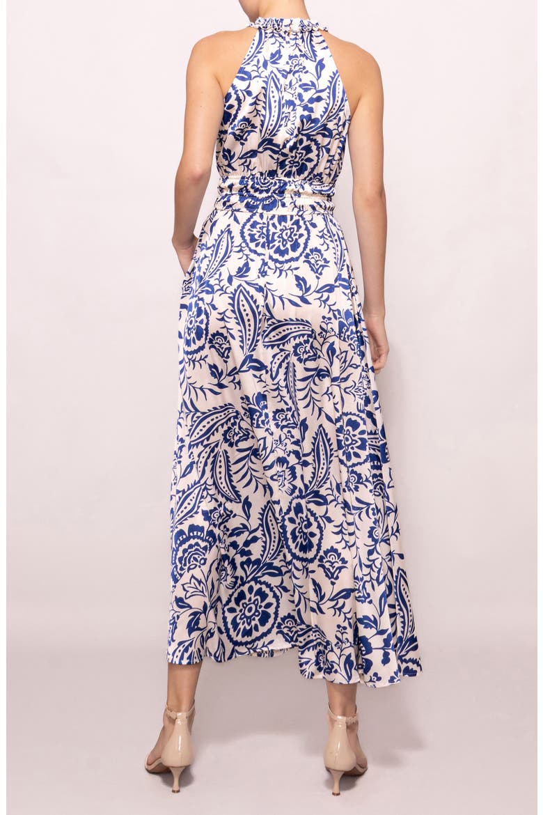 Print Ruffle Sleeveless Maxi Dress, Alternate, color, IVORY BLUE PAISLEY