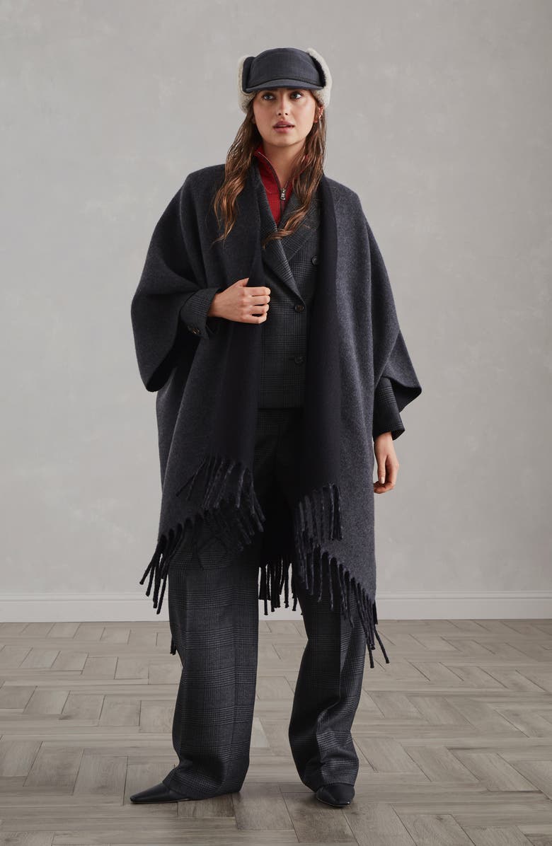 Brunello Cucinelli Virgin wool Prince of Wales blazer with monili, Alternate, color, 