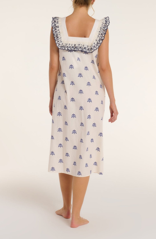 Hermoza Martha Embroidered Smocked Midi Dress In White