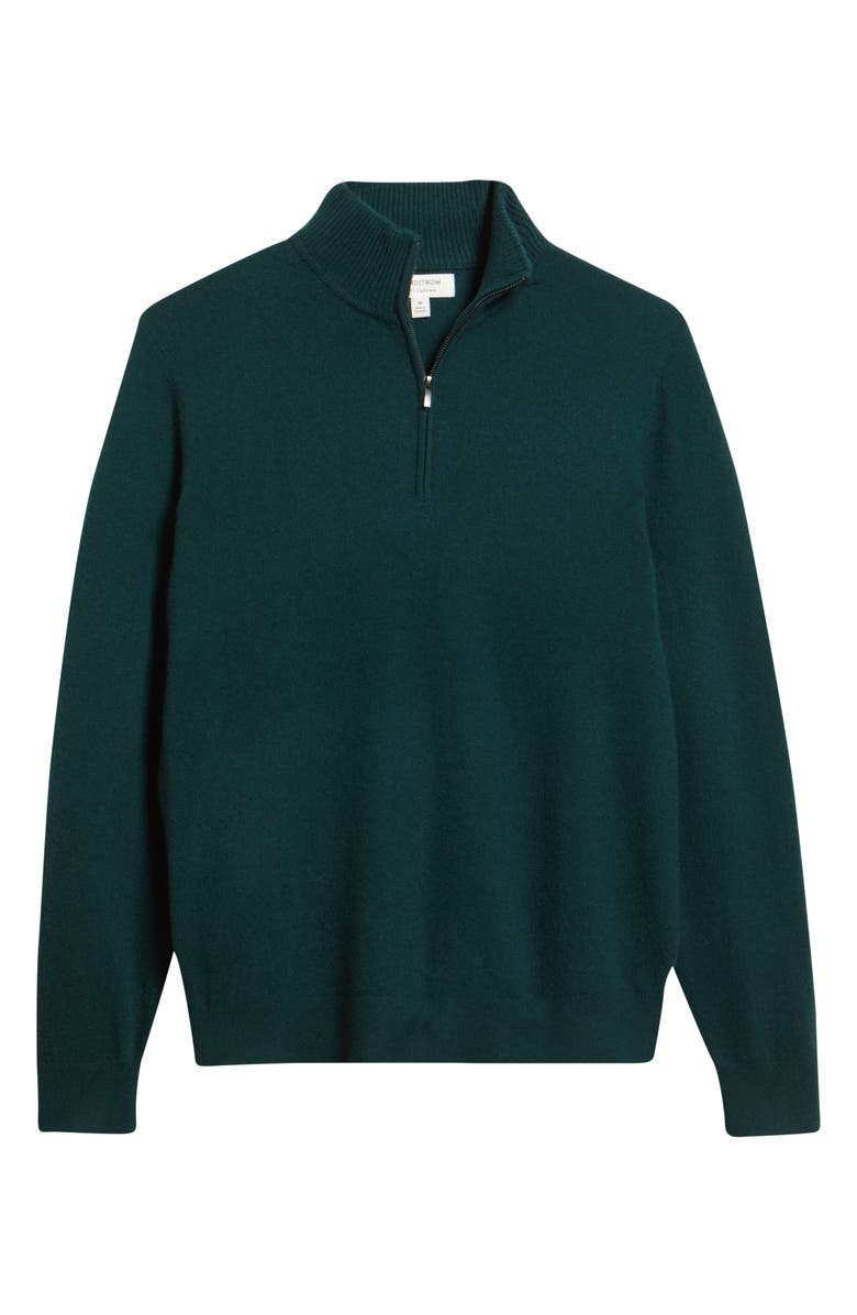 Nordstrom Quarter Zip Cashmere Sweater, Alternate, color, Green Ponderosa