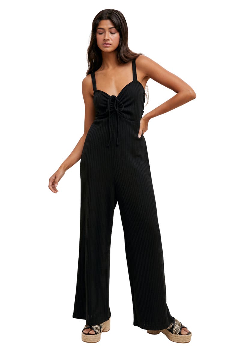 Sweetheart Neck Wide Leg Jumpsuit, Alternate, color, BLACK