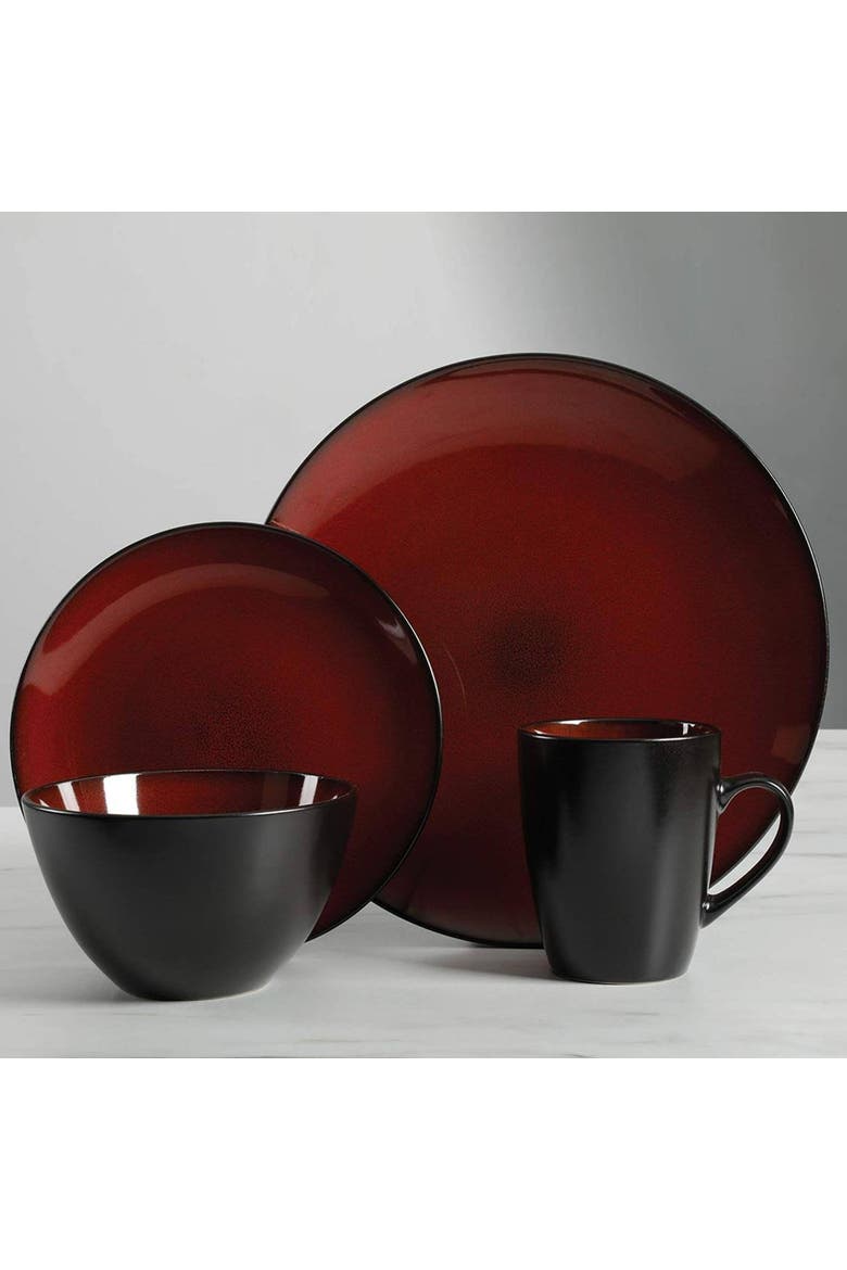 Round 16-Piece Dinnerware Set, Burgundy, Alternate, color, Red