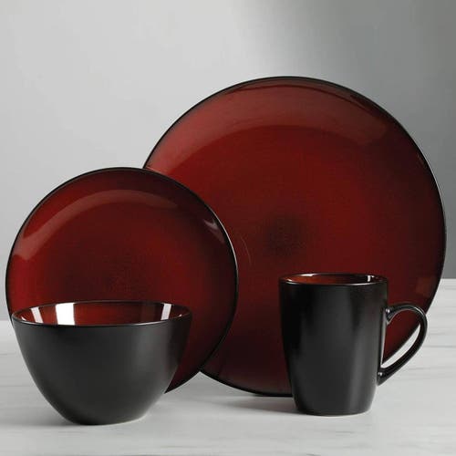 Gibson Home Round 16-piece Dinnerware Set, Burgundy In Blue