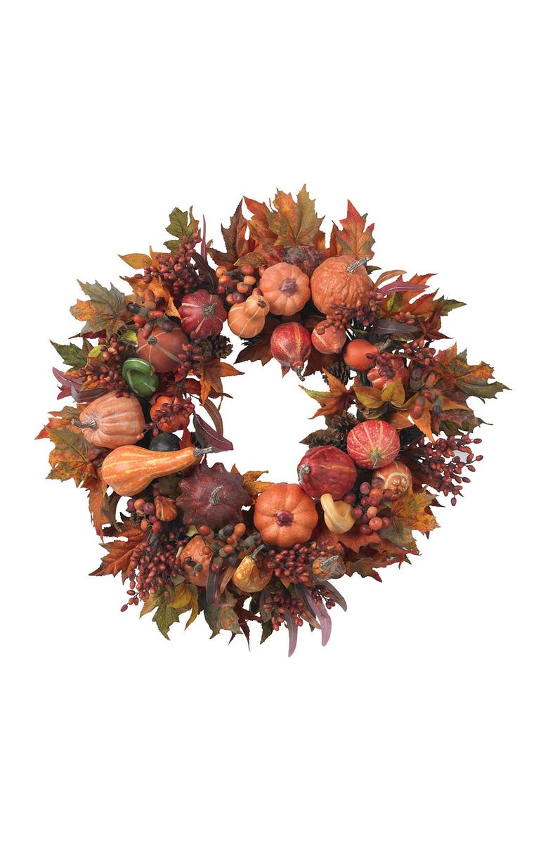 NEARLY NATURAL Orange 28 in Harvest Wreath, Main, color, Orange