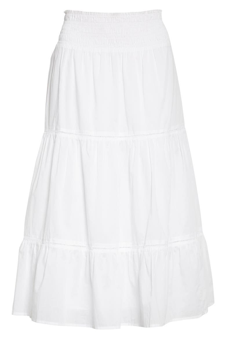 Edina Cotton Tiered Skirt, Alternate, color, BRIGHT WHITE
