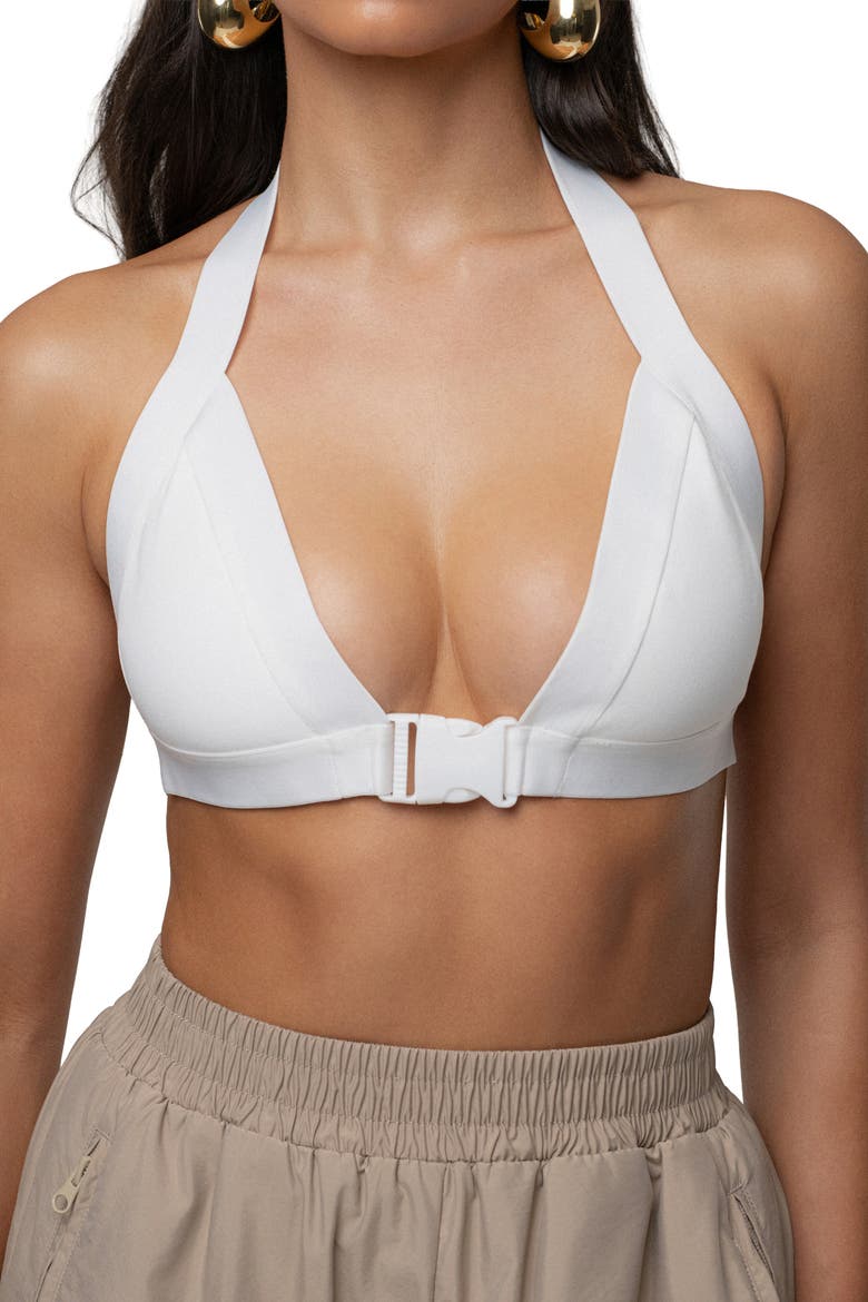 Belted Motion Halter Top, Main, color, Ivory