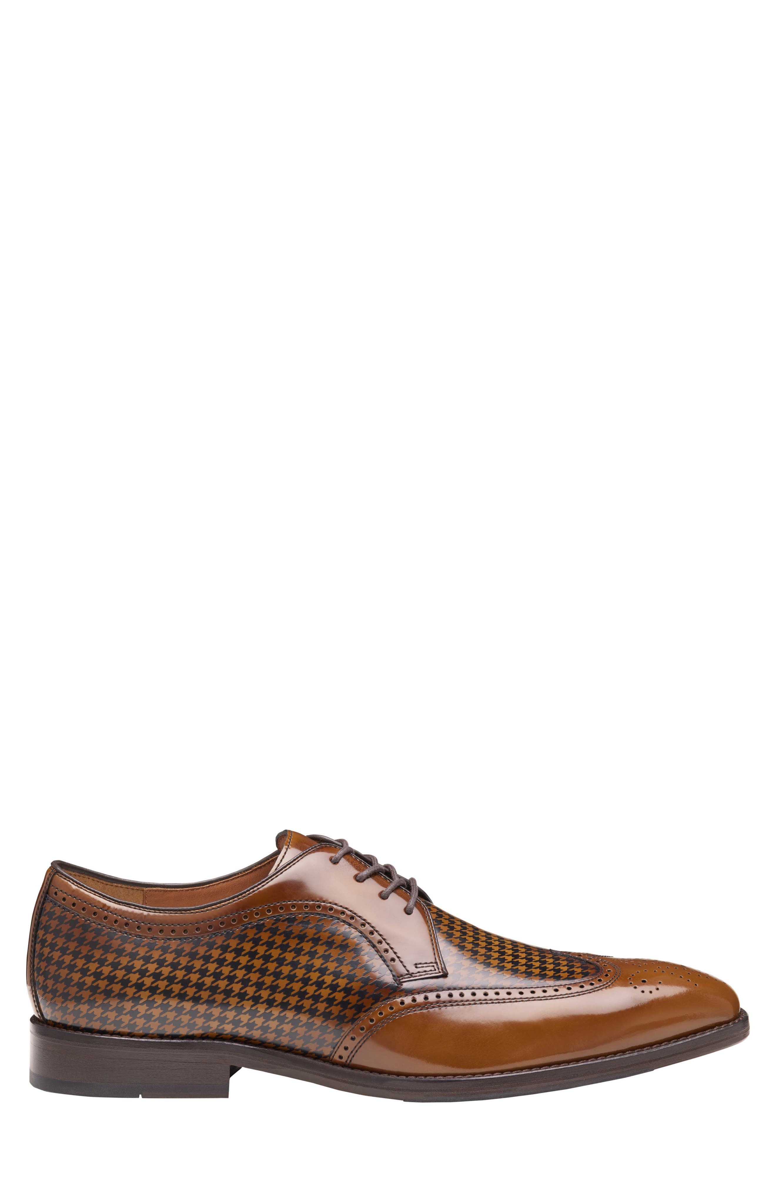 Johnston & Murphy Sullivan Wingtip Derby, Alternate, color, Mahogany Brush-Off Houndstooth