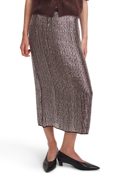 Lili Beaded Georgette Midi Skirt