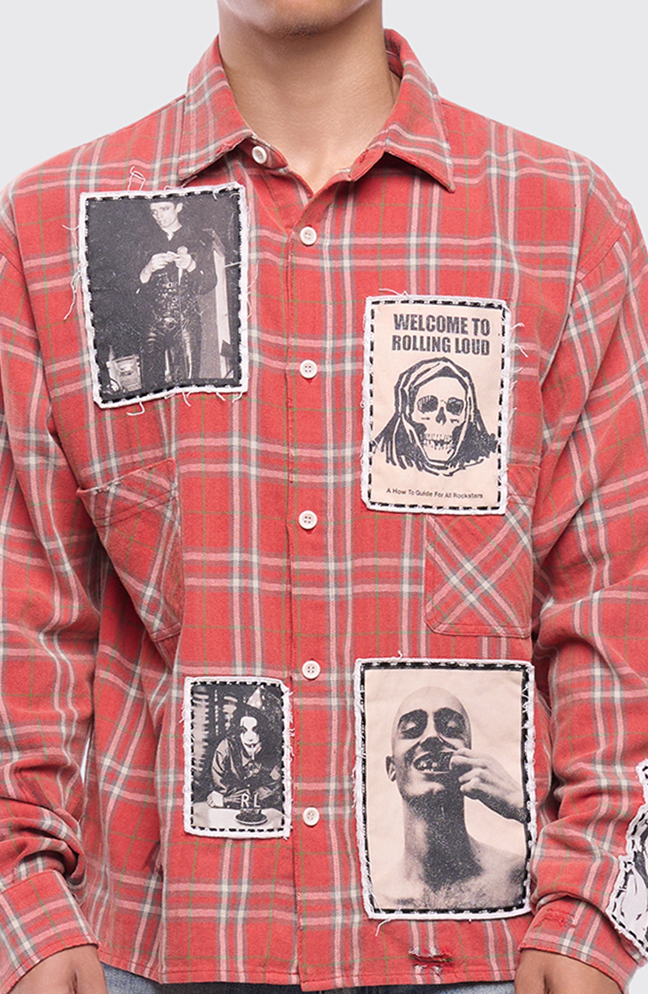 Anarchy Plaid Cotton Flannel Button-Up Shirt Jacket - image 2