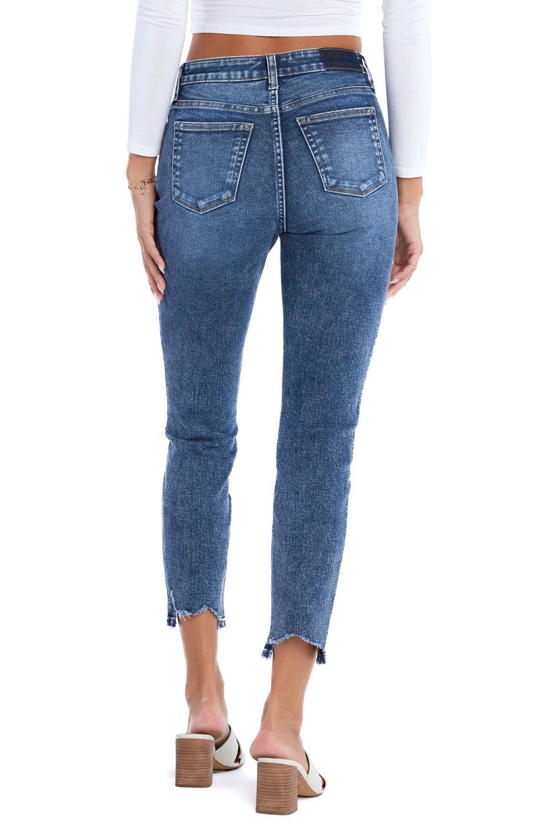 HINT OF BLU Chewed Hem Mid Rise Ankle Skinny Jeans, Alternate, color, Shooting Star Blue