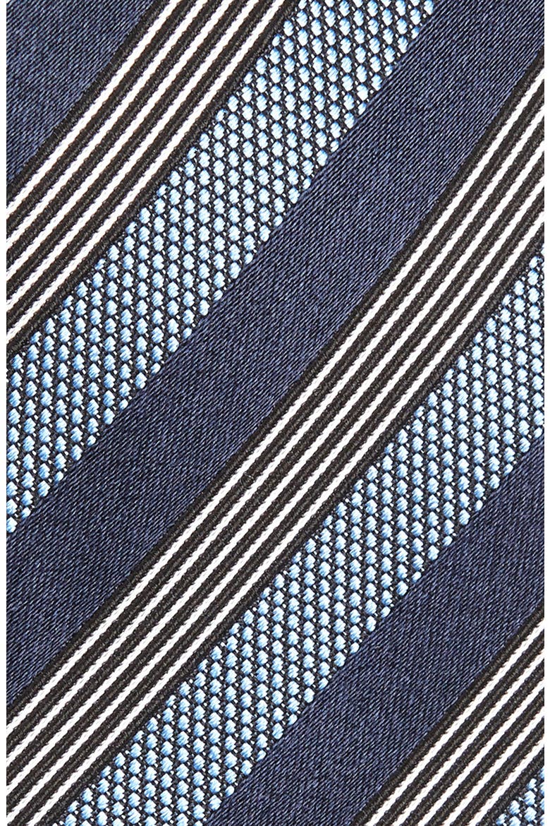 Ermenegildo Zegna Stripe Silk & Cotton Tie, Alternate, color, MEDIUM BLUE