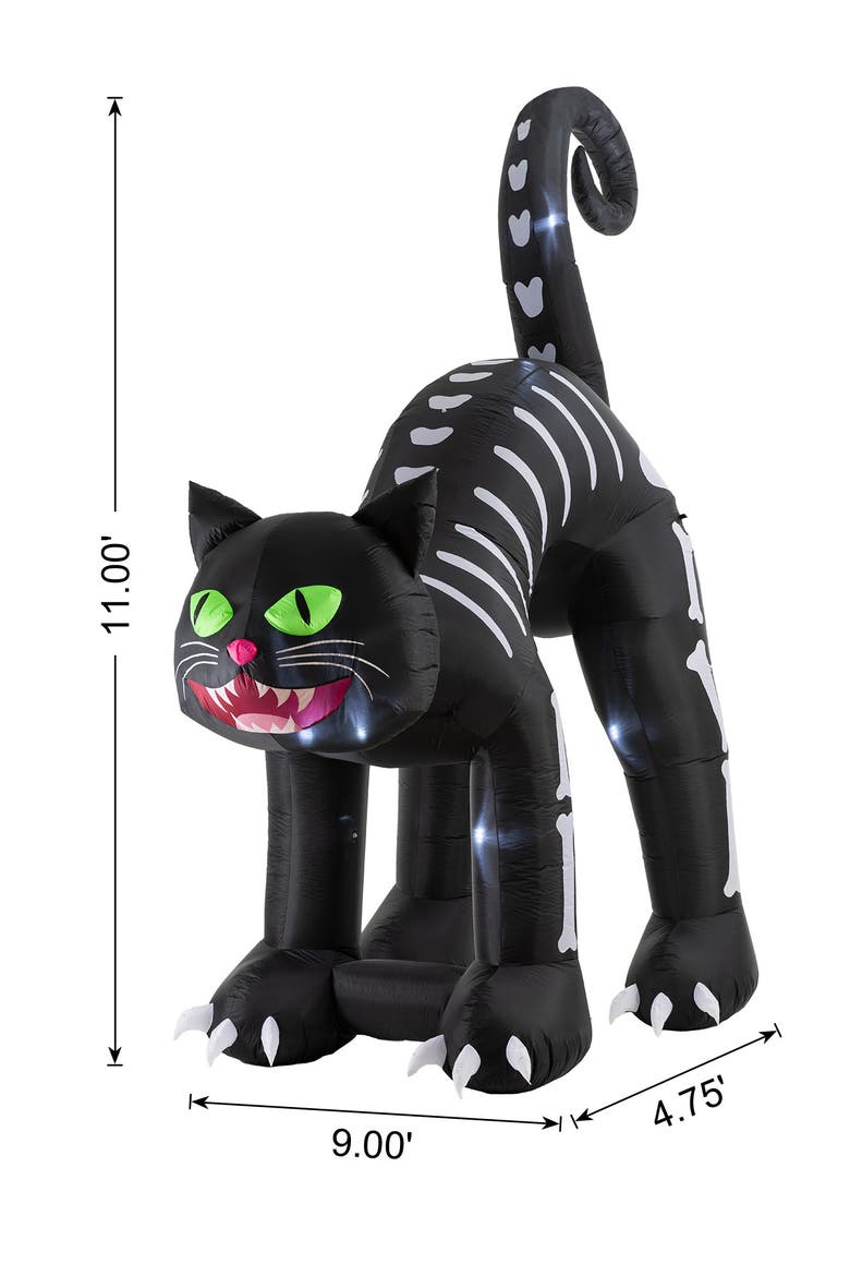 11FT Lighted Inflatable Giant Skeleton Cat Garden Decor, Alternate, color, Blue