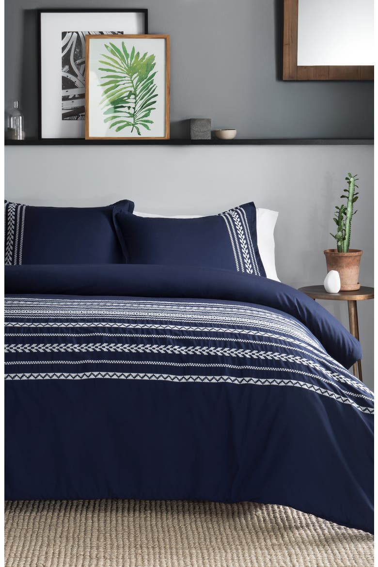 Bohemian Fair Isle Duvet Cover & Sham Set, Main, color, INDIGO