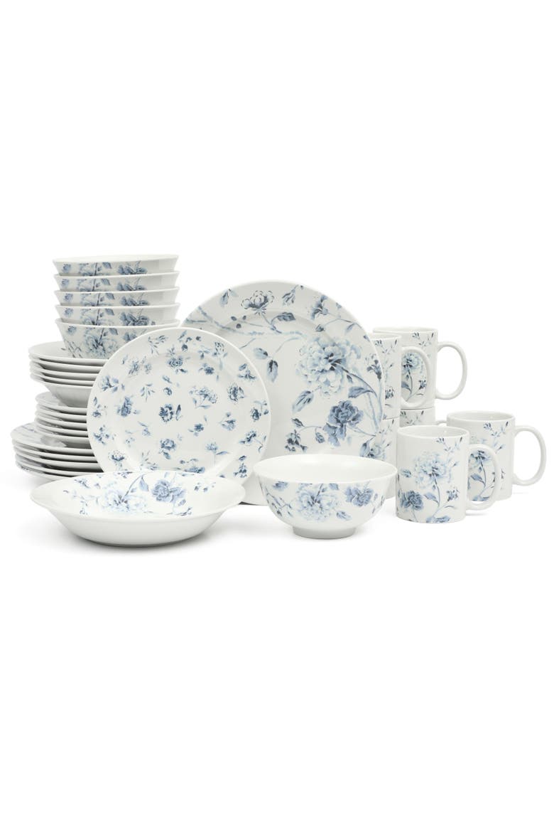 Empress Bouquet Decorated Chip-Resistant Porcelain Dinnerware Set, Main, color, Blue Floral