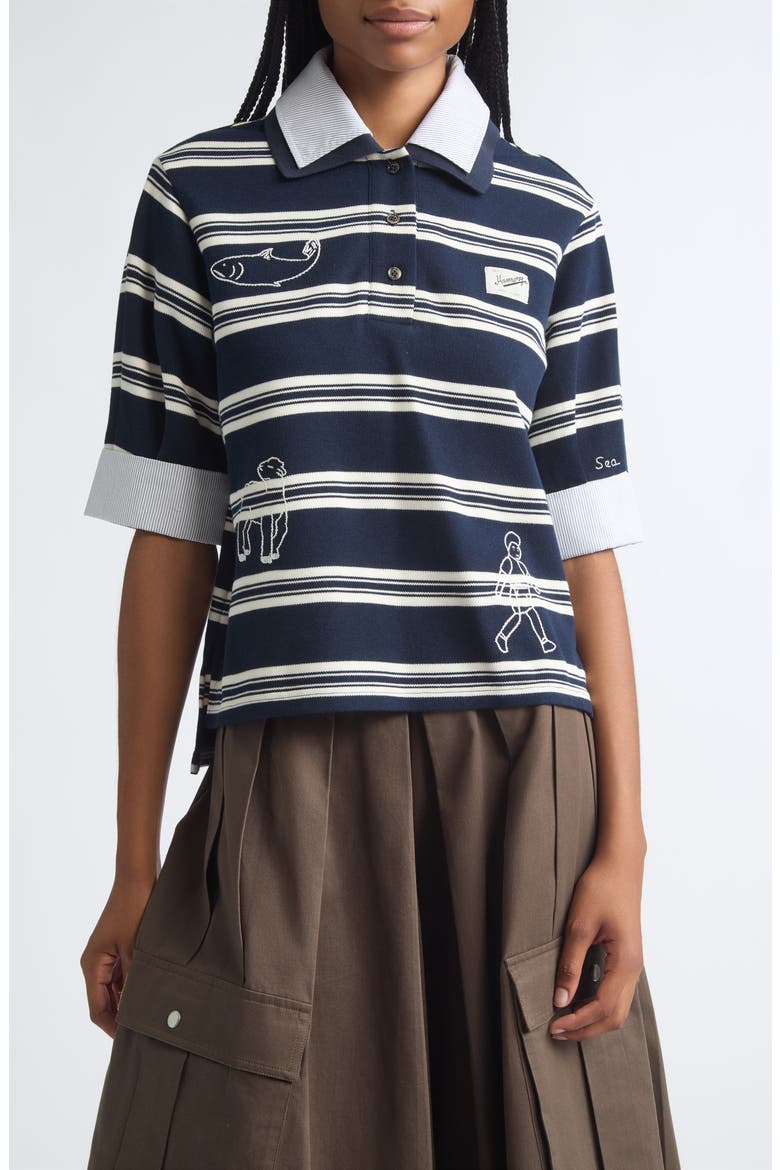 Mina Double Layer Polo Top, Main, color, NAVY