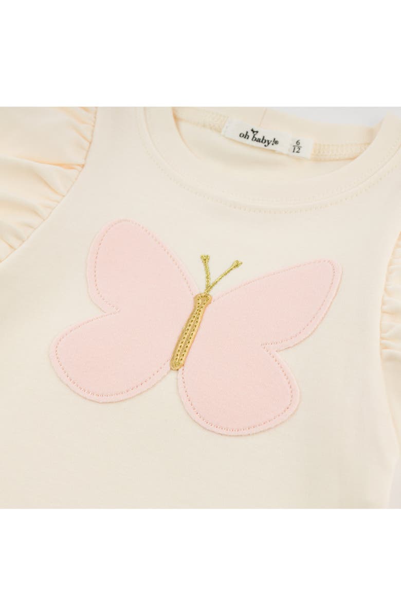 oh baby! Butterfly Pink Terry with Gold Butterfly Tee, Alternate, color, Cream