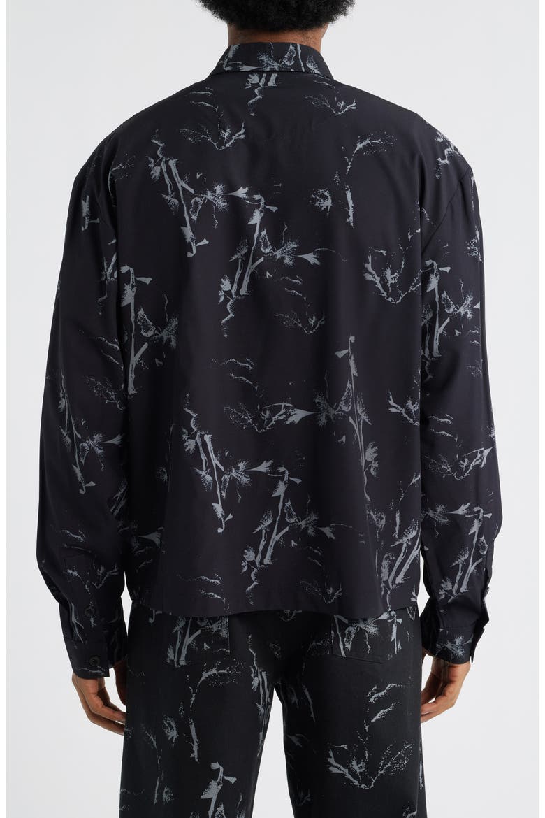Hunter Lawrence Edition - Flower Pattern Button-Up Shirt, Alternate, color, BLACK