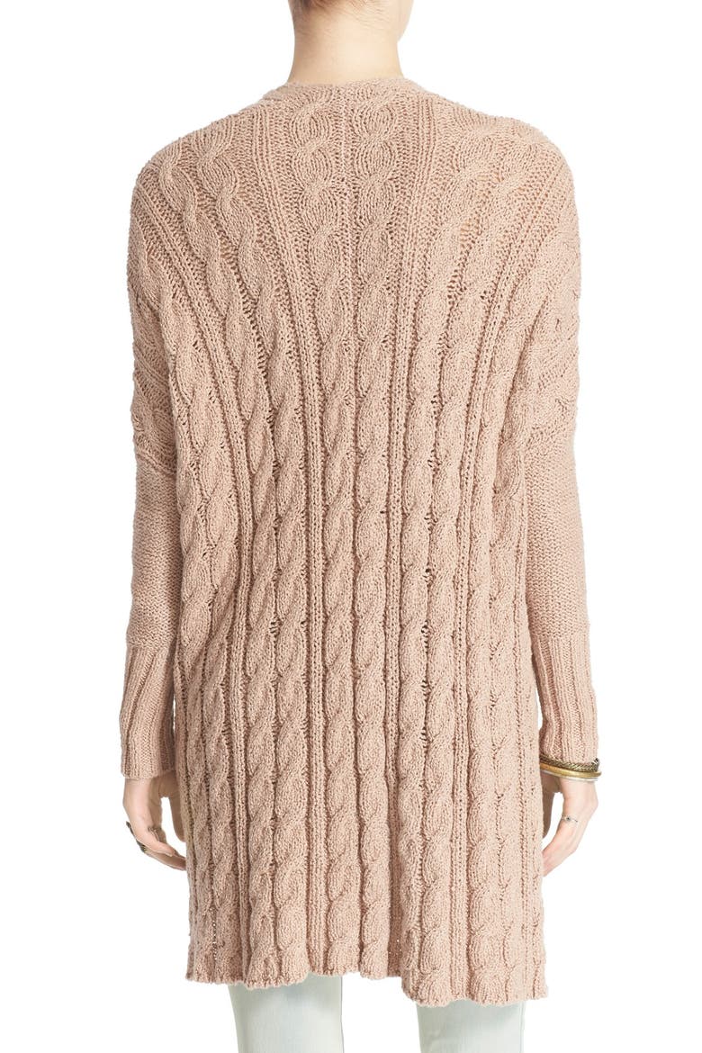 Easy Cable V-Neck Sweater, Alternate, color, WASHED PINK