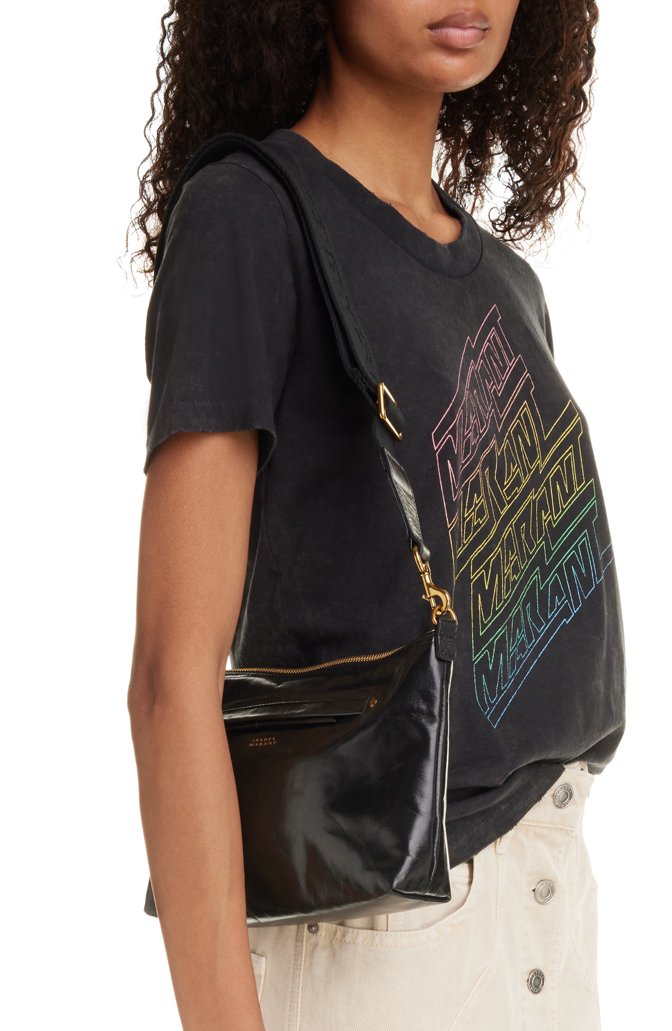 Nessah Wardy Leather Crossbody Bag, Alternate, color, BLACK