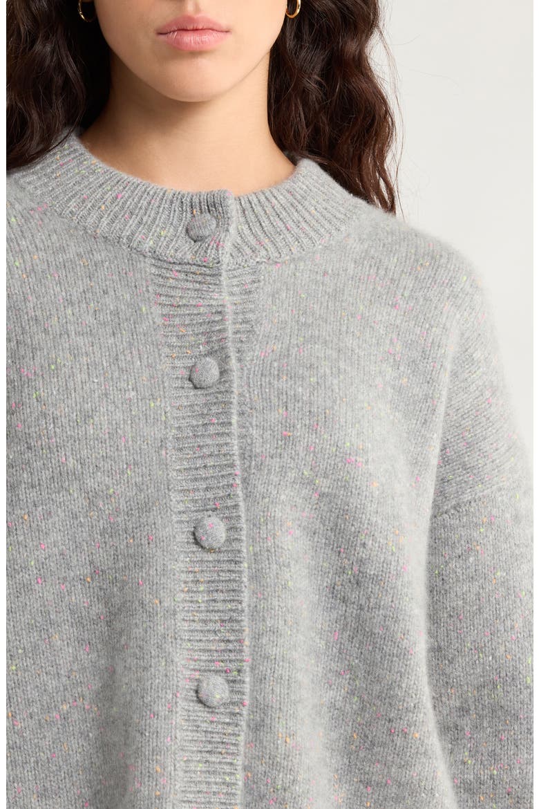The Flecked Cashmere Cardigan, Alternate, color, SILVER