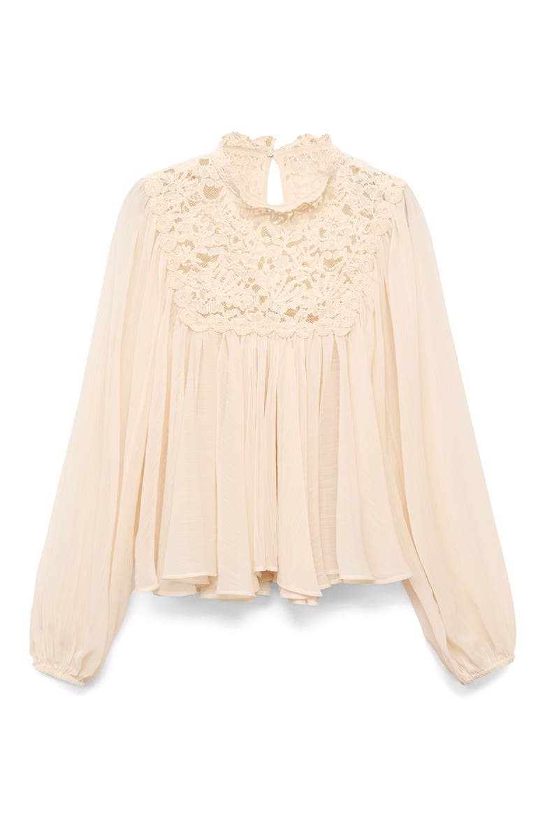 Regina Lace Yoke Trapeze Top, Alternate, color, ECRU