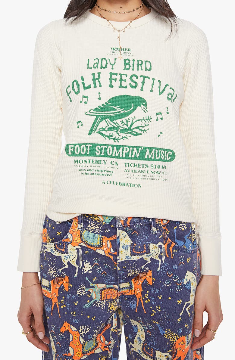 MOTHER Star Waffle Stitch Stretch Cotton Top, Main, color, Lady Bird Folk Fest