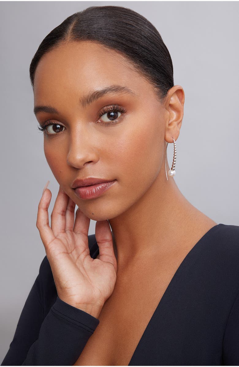 LAGOS Threader Pearl Earrings, Alternate, color, Silver