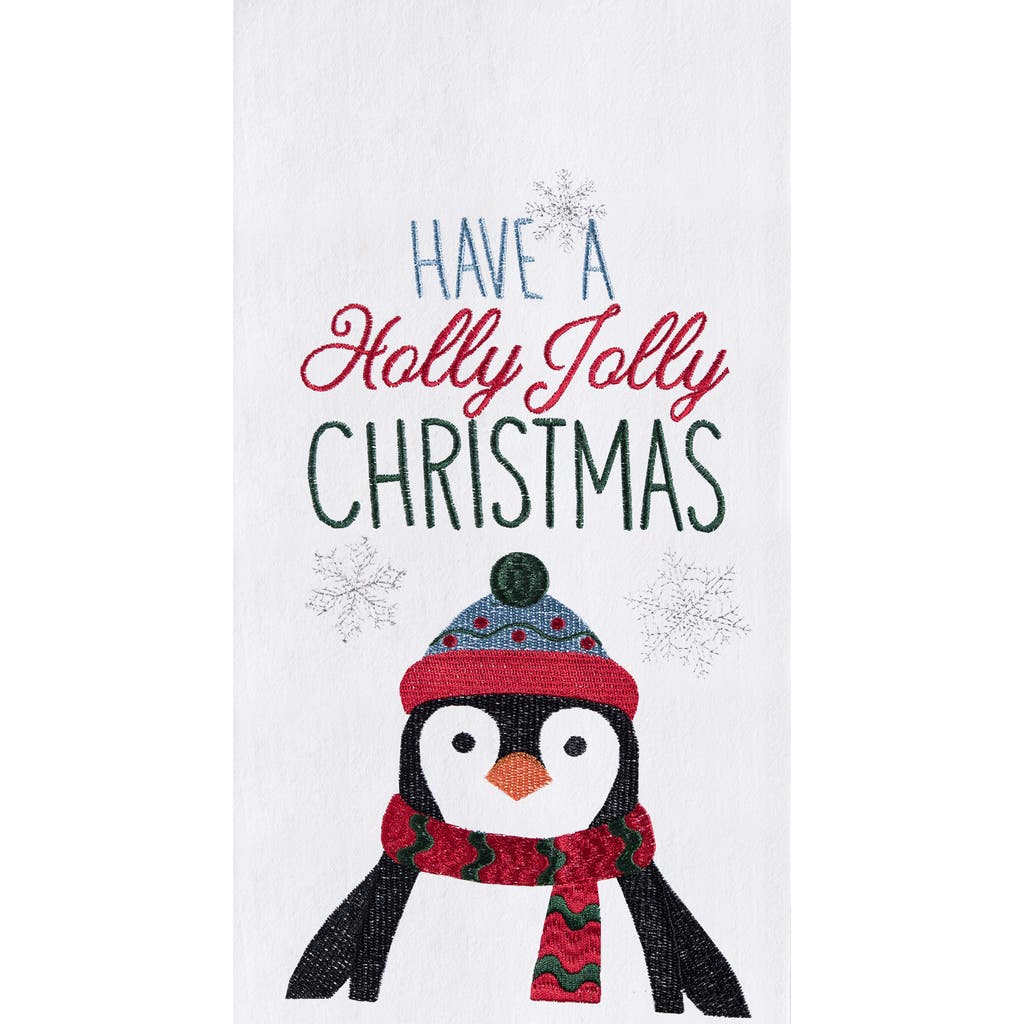 C & F Home C&f Home Christmas "have A Holly Jolly Christmas" Sentiment Penguin Cotton Flour Sack Kitchen Dish T In White